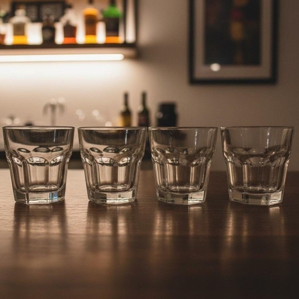 Libbey Duratuff Clear Paneled Juice Glasses, Set of 4, Vtg Glassware, Drinkware